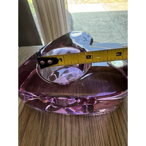 Retired PartyLite Purple Passion Heavy Glass Candle Holders Heart Shape Jeweled - Picture 9 of 10